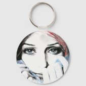 Meisjesportret  ogen Waterverf schilderkunst Sleutelhanger (Voorkant)