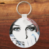 Meisjesportret  ogen Waterverf schilderkunst Sleutelhanger (Voorkant)