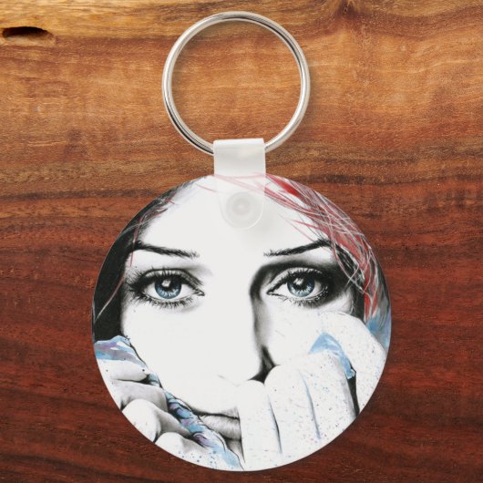 Meisjesportret  ogen Waterverf schilderkunst Sleutelhanger (Voorkant)