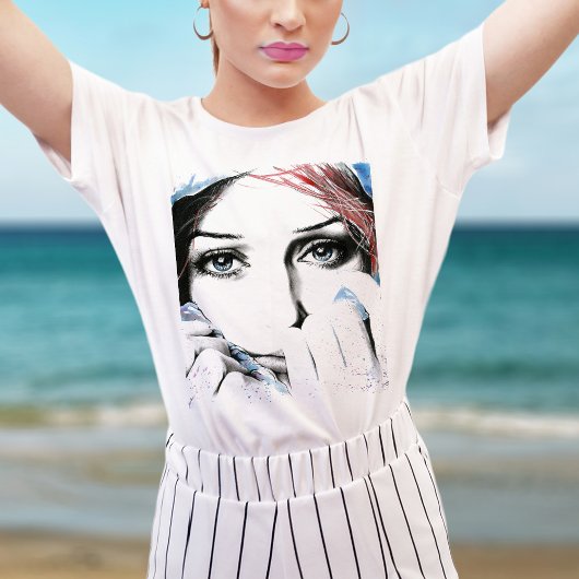 Meisjesportret  ogen Waterverf schilderkunst T-shirt