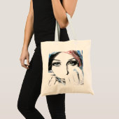 Meisjesportret  ogen Waterverf schilderkunst Tote Bag (Voorkant (product))