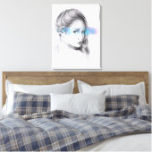 Meisjesportret potlood tekening kunst canvas afdruk (Insitu (Slaapkamer))