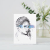 Meisjesportretpotlood Briefkaart (Staand voorkant)