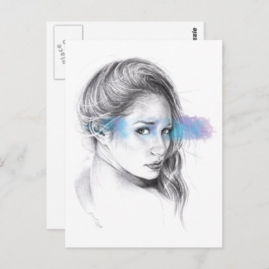 Meisjesportretpotlood Briefkaart (Voorkant / Achterkant)