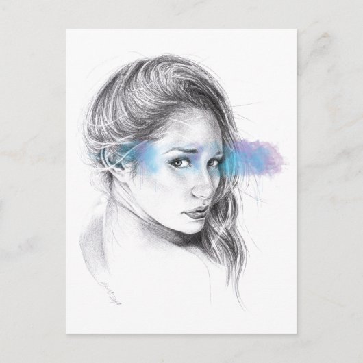 Meisjesportretpotlood Briefkaart (Voorkant)