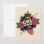 Meisjespower Tattoo stijl Briefkaart (Voorkant / Achterkant)