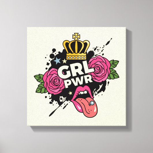 Meisjespower Tattoo stijl Canvas Afdruk (Voorkant)