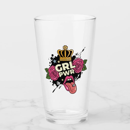 Meisjespower Tattoo stijl Glas (Voorkant)