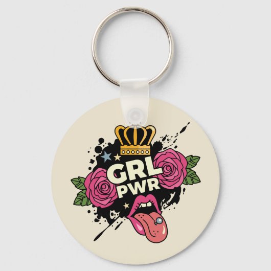 Meisjespower Tattoo stijl Sleutelhanger (Voorkant)