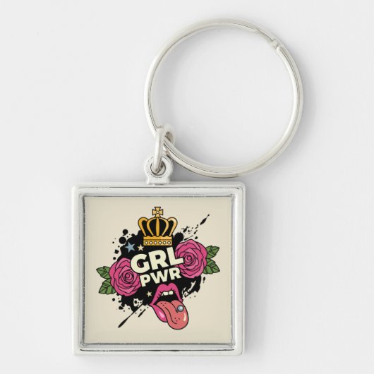 Meisjespower Tattoo stijl Sleutelhanger (Voorkant)