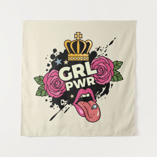 Meisjespower Tattoo stijl Wandkleed (Voorkant)