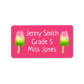 Meisjesraspberry popsicles noemt schoolboekjes etiket (Voorkant)