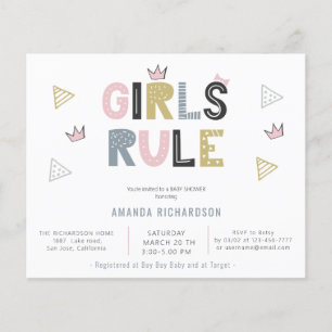 Meisjesregel Abstracte Waterverf Baby shower begro