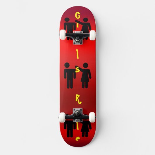 Meisjesregel leuk silhouet op roze persoonlijk skateboard (Voorkant)