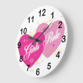 Meisjesregel Roze harten Genummerde wandklok (Hoek)