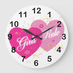 Meisjesregel Roze harten Genummerde wandklok