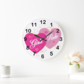 Meisjesregel Roze harten Genummerde wandklok (Huis)