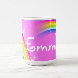 Meisjesregenboog korte naam lichtroze mok