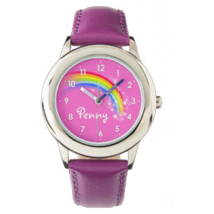 Meisjesregenboog noemt meisjes paarse kinder horlo horloge