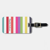 Meisjesregenboogbrede horizontale strepen met naam bagagelabel (Voorkant horizontaal)