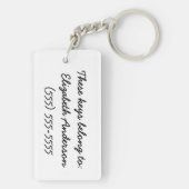 Meisjesregenboogbrede horizontale strepen met naam sleutelhanger (achterkant)