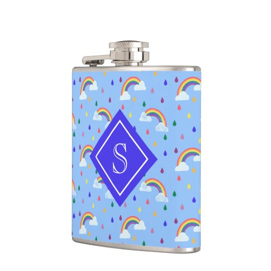 Meisjesregenboogregenwolken - Gepersonaliseerd mon Heupfles (Links)