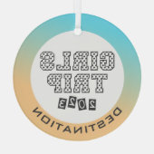 Meisjesreis 2023 Vakantie Tropische Gradiënt Aange Glas Ornament (Achterkant)