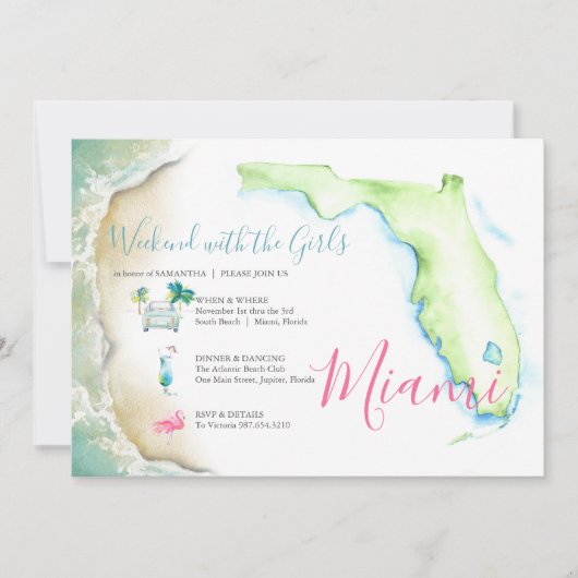 Meisjesreis Bachelorette Waterverf Illustratie Kaart (Voorkant)