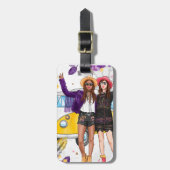 Meisjesreis, Boho, gepersonaliseerd bagagelabel (Voorkant verticaal)