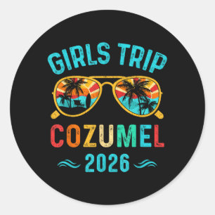 Meisjesreis Cozumel 2026 Strandvakantie Matching Ronde Sticker