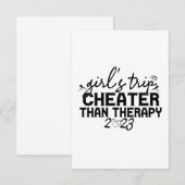 Meisjesreis goedkoper dan therapie Funny Vakantie  Bedankkaart (Voorkant / Achterkant)