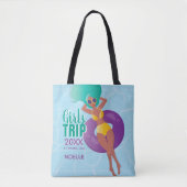 Meisjesreis, Jaar, Naam, Zwarte Vrouw in Pool Tote Bag (Voorkant)