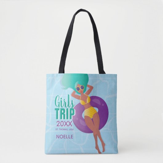 Meisjesreis, Jaar, Naam, Zwarte Vrouw in Pool Tote Bag (Voorkant)