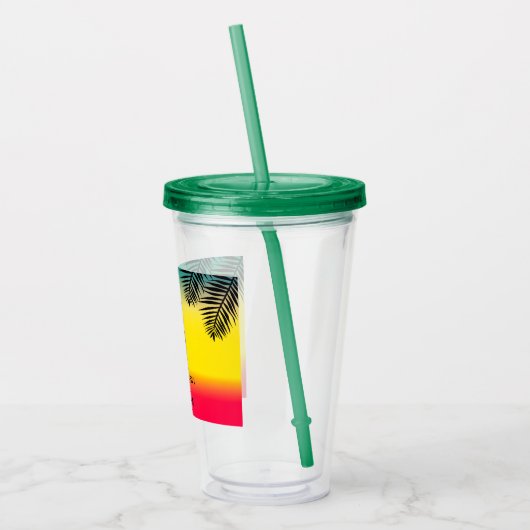 Meisjesreis, kroonjaar en naam groen geel rood acryl drinkbeker (Links)
