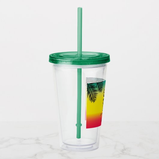 Meisjesreis, kroonjaar en naam groen geel rood acryl drinkbeker (Rechts)