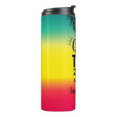 Meisjesreis, kroonjaar en naam groen geel rood thermosbeker (Gedraaid links)