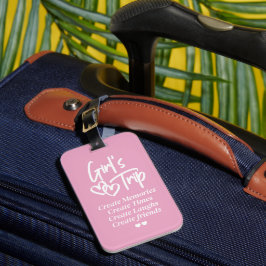 Meisjesreis Maak Herinneringen Roze Bagagelabel