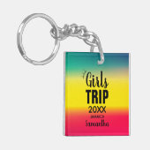 Meisjesreis met kroonjaar en naam groen geel rood sleutelhanger (Voorkant Links)