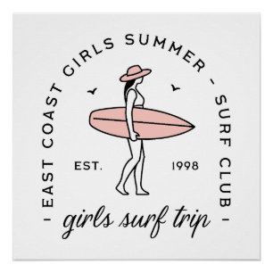 Meisjesreis surf surfen oostkust esthetisch wit perfect poster