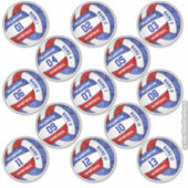 meisjesrode volleybalspeler noemt aangepaste namen sticker (Voorkant)