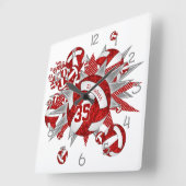 meisjesrode volleybalsterren vierkante klok (Hoek)