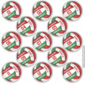 meisjesroodgroene volleybalspelernamen 13 sticker (Voorkant)