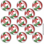 meisjesroodgroene volleybalspelernamen 13 sticker (Voorkant)