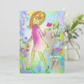  meisjesroze Kerstmis nieuwjaarsgroet Feestdagenkaart (Staand voorkant)