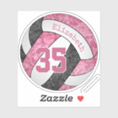 meisjesroze zwarte volleybalschoolteamkleuren sticker (Vel)