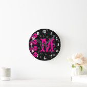 Meisjesschedel EMO Punk Monogram Initiaal wandklok (Huis)