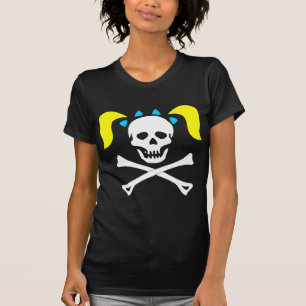 Meisjesschedel en kruisgraten met dunnere vrouwen t-shirt