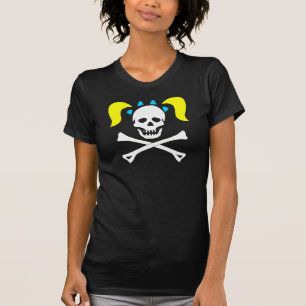 Meisjesschedel en kruisgraten met pigtails Dames T-shirt