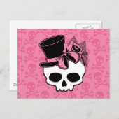Meisjesschedel met Pet en roze romp Briefkaart (Voorkant / Achterkant)