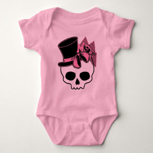 Meisjesschedel met Pet en roze romp Romper